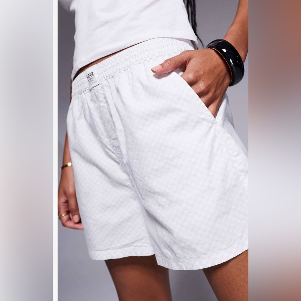 Vans White Textured Elastic-Waist Joggers
